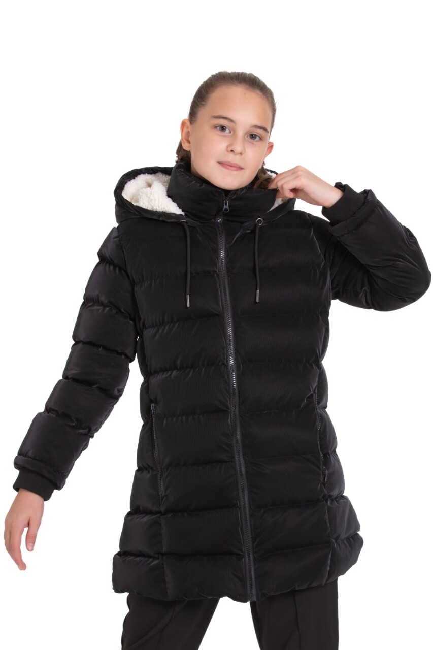 Kız Çocuk Mont 9-12 Yaş 8046 Siyah - 2
