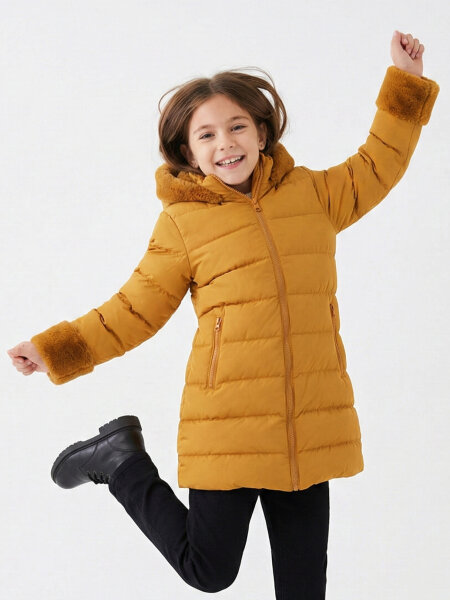 Kız Çocuk Mont 7-10 Yaş 8051 Kahve - Garland Kids