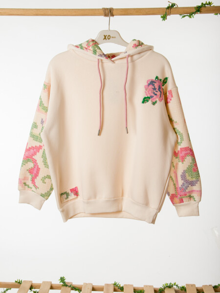 Kız Çocuk Eşofman Takım 10-16 Yaş 7435 Ekru - Pembe - 4