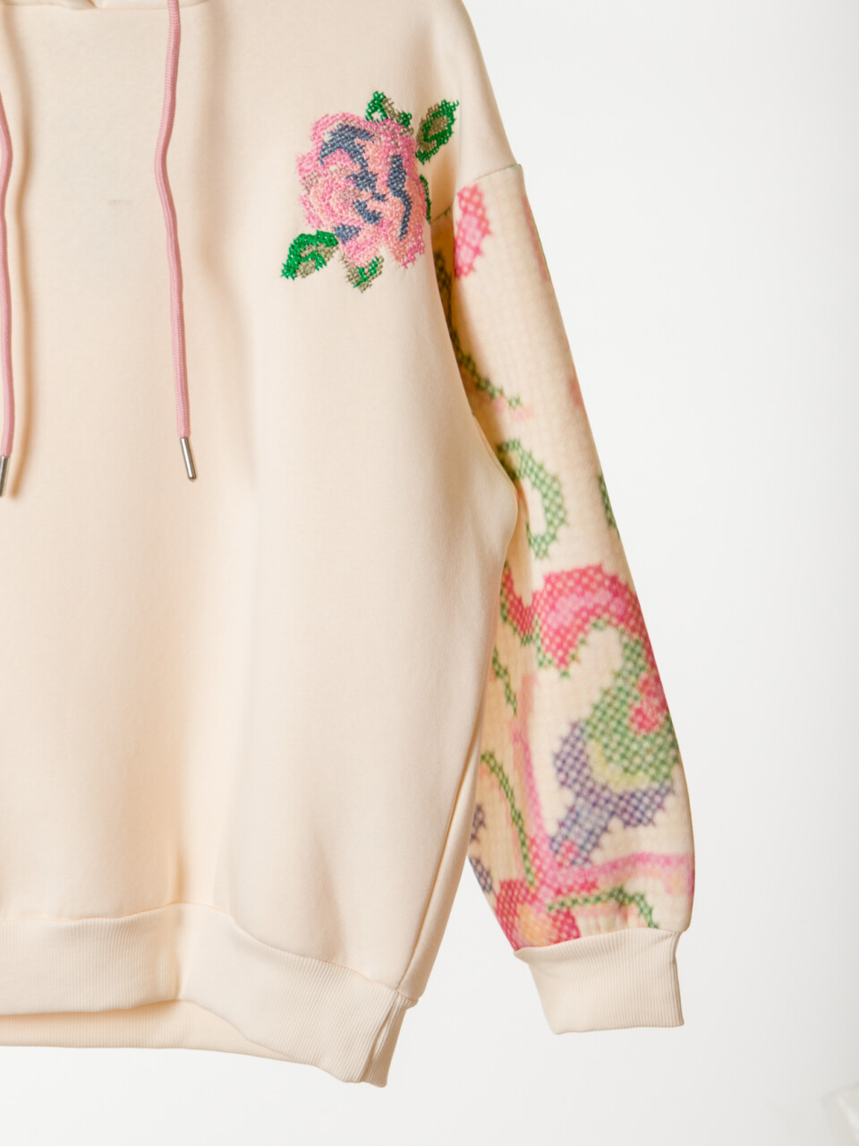 Kız Çocuk Eşofman Takım 10-16 Yaş 7435 Ekru - Pembe - 7