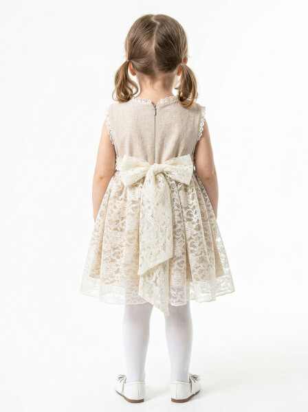 Kız Çocuk Yazlık Elbise 1-5 Yaş 9087 Bej - 2