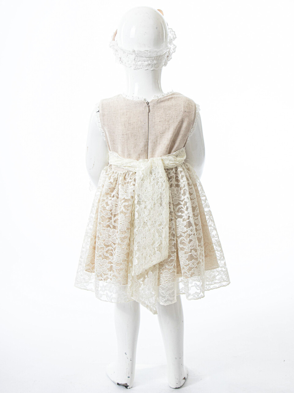 Kız Çocuk Yazlık Elbise 1-5 Yaş 9087 Bej - 4