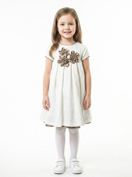 Kız Çocuk Yazlık Elbise 1-5 Yaş 9082 Beyaz - GRATA