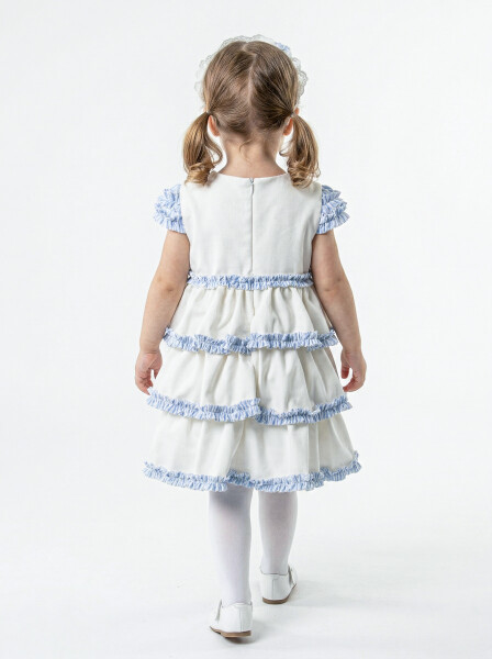 Kız Çocuk Yazlık Elbise 6-36 Ay 9085 Ekru - Mavi - 2