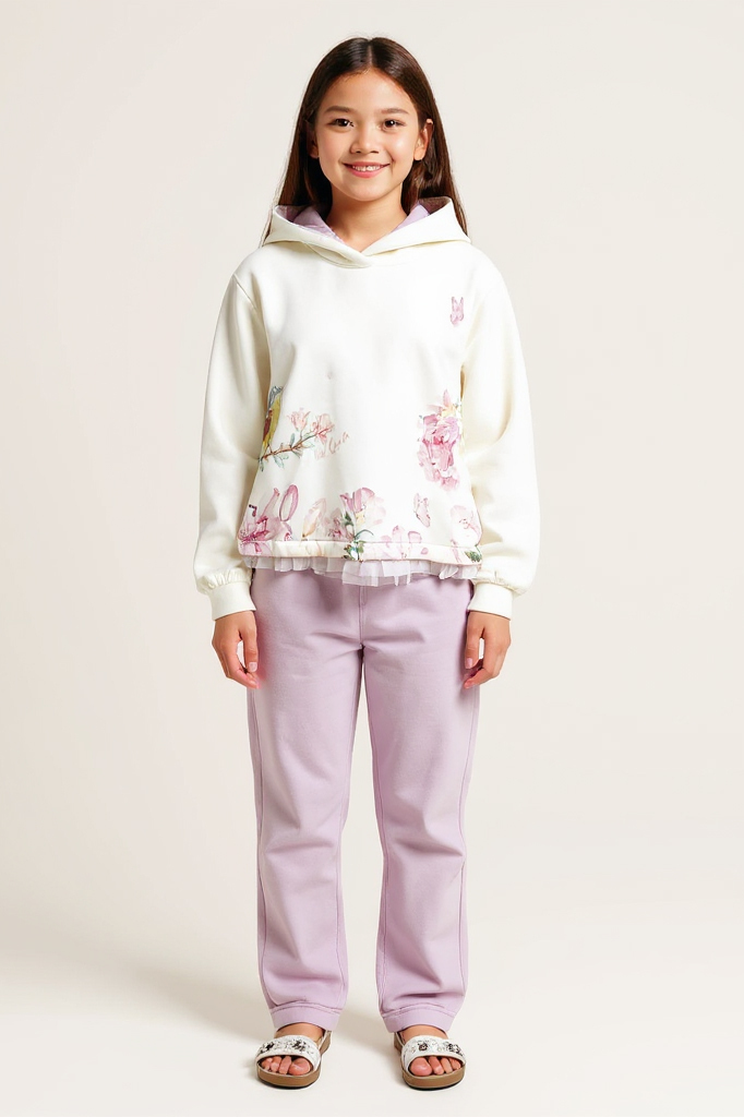 Kız Çocuk Eşofman Takım 4-8 Yaş 7229 Ekru - 1