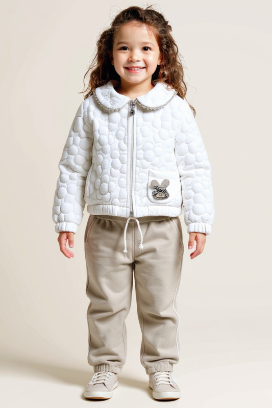 Kız Çocuk Eşofman Takım 6-36 Ay 7022 Ekru - GRATA