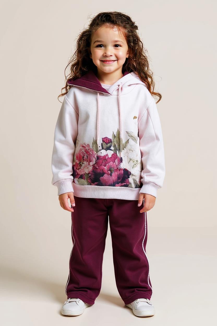 Kız Çocuk Eşofman Takım 4-8 Yaş 7225 Pembe - 1