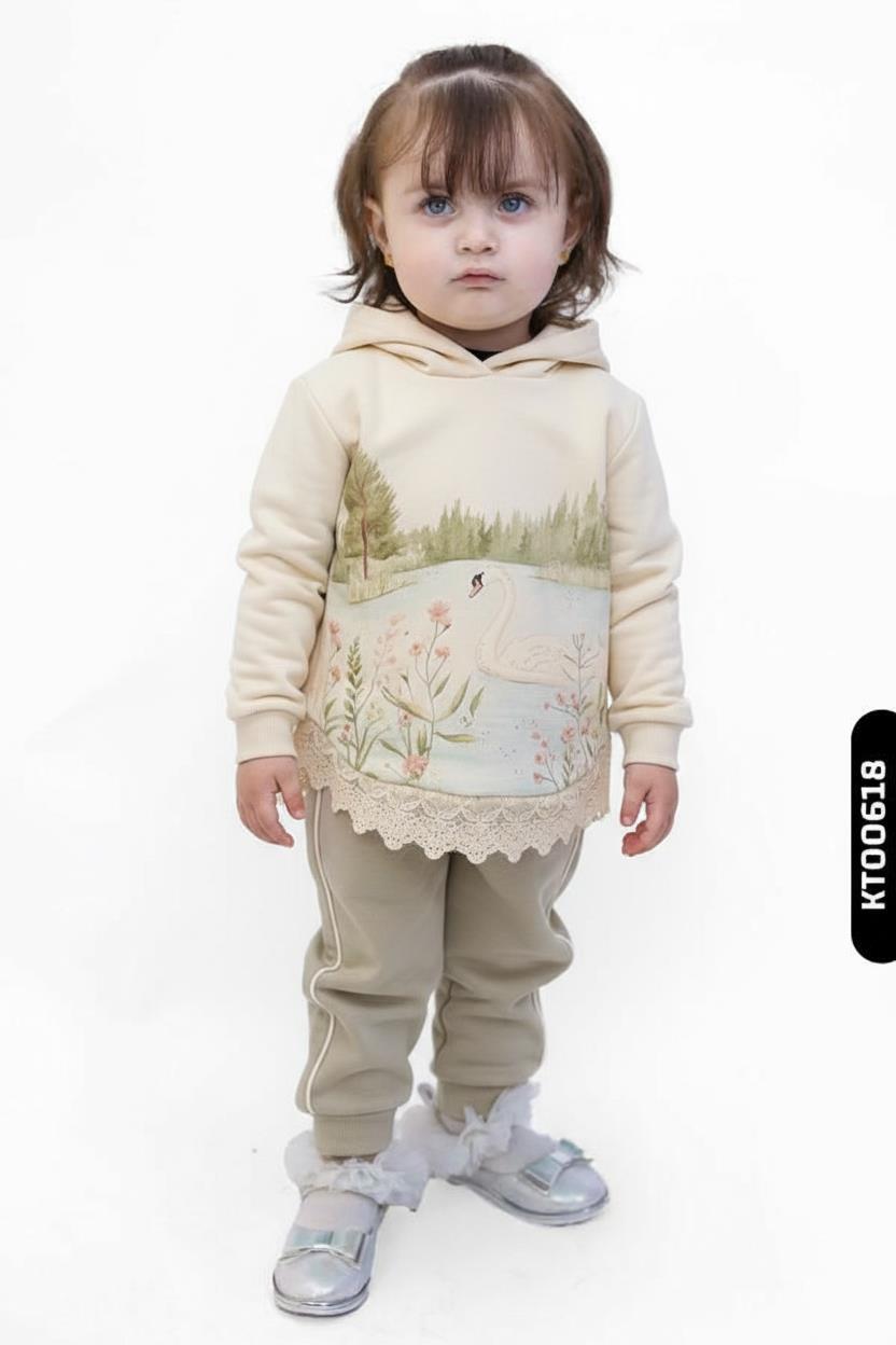 Kız Çocuk Eşofman Takım 1-5 Yaş 7031 Ekru - Haki - 1