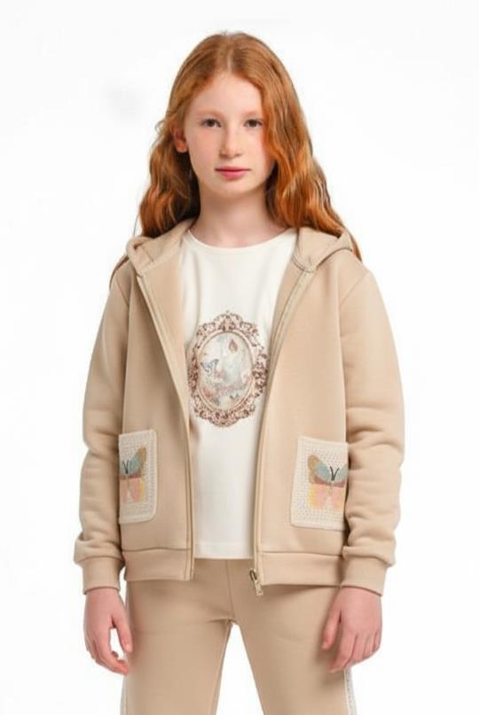 Kız Çocuk Eşofman Takım 1-5 Yaş 7034 Bej - 3