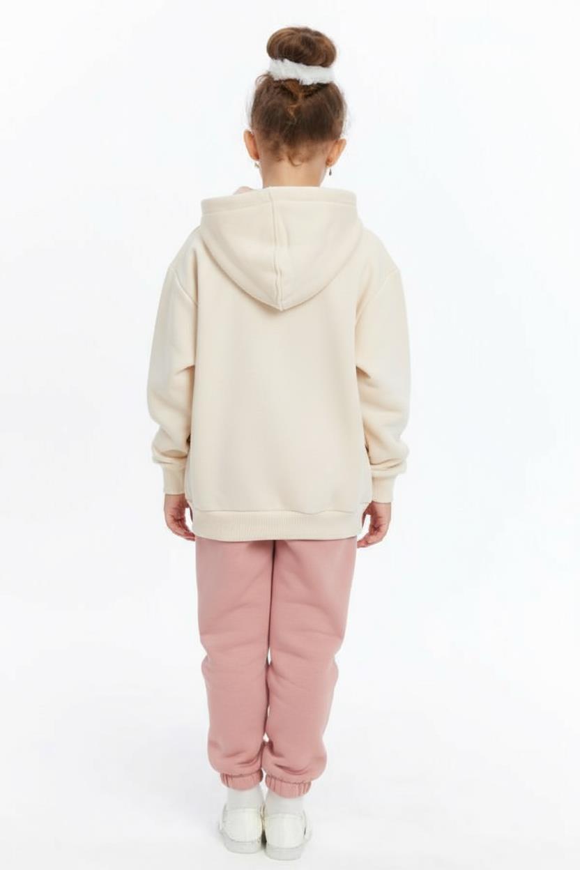 Kız Çocuk Eşofman Takım 4-8 Yaş 7231 Ekru - Pembe - 2