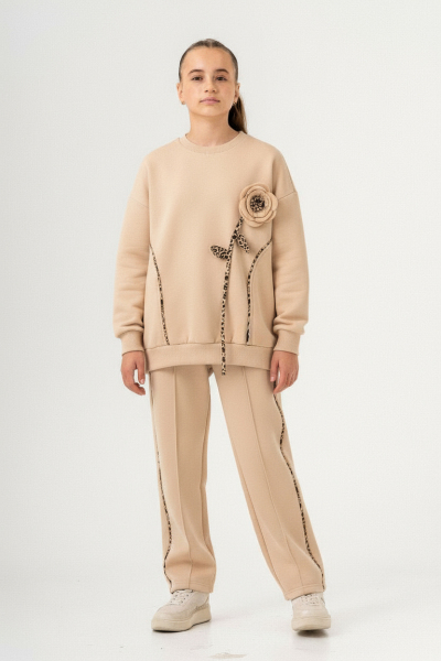 Kız Çocuk Eşofman Takım 10-16 Yaş 7425 Bej - 3