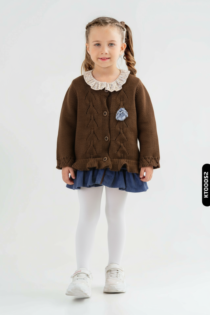 Kız Çocuk Elbise 3-12 Ay 8312 Kahve-Lacivert - 1