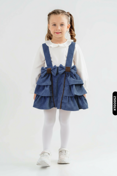 Kız Çocuk Elbise 3-12 Ay 8312 Kahve-Lacivert - 2