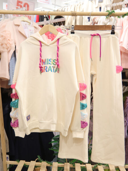 Kız Çocuk Eşofman Takım 10-16 Yaş 7431 Ekru - 7