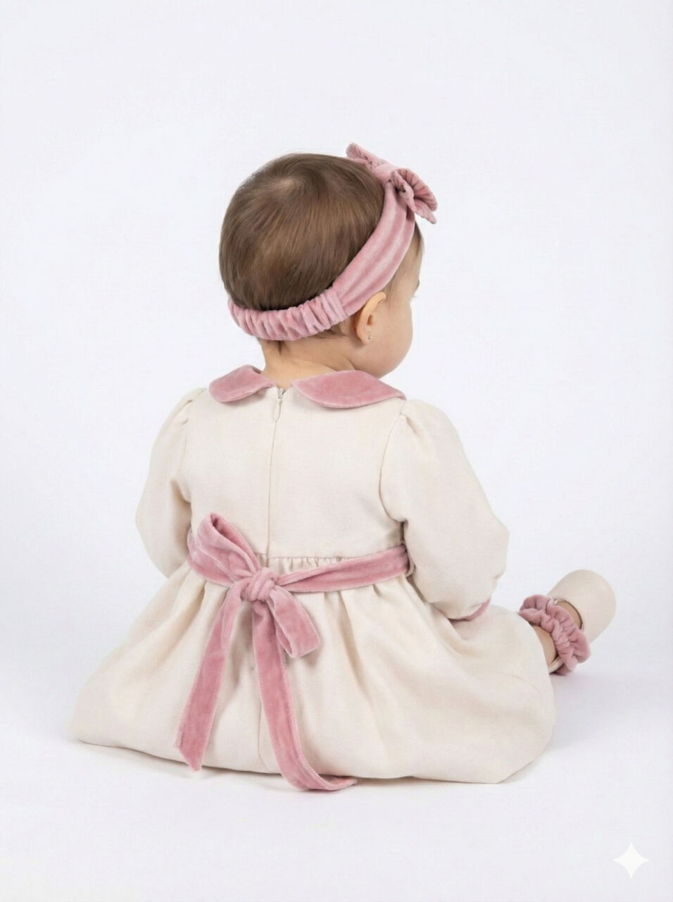 Kız Çocuk Elbise 3-12 Ay 2503 Ekru - Pembe - 2