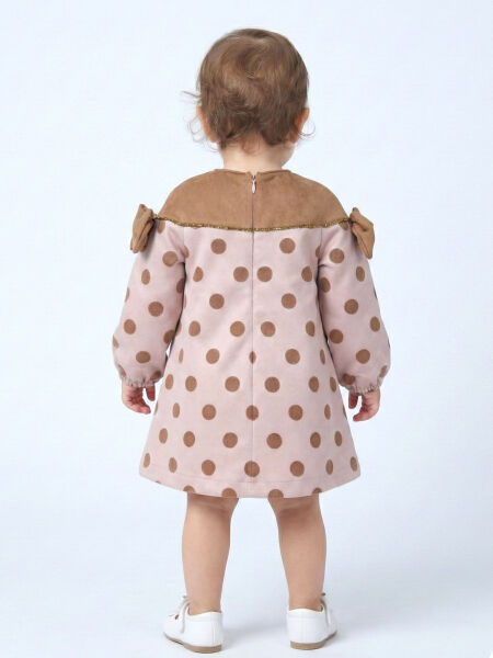 Kız Çocuk Elbise 1-5 Yaş 9078 Bej - 2