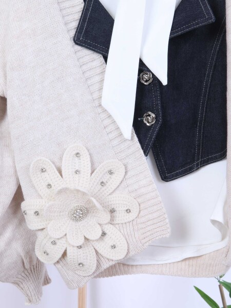 Kız Çocuk 4'lu Alt Üst Takım 7-10 Yaş 3916 Bej - 15