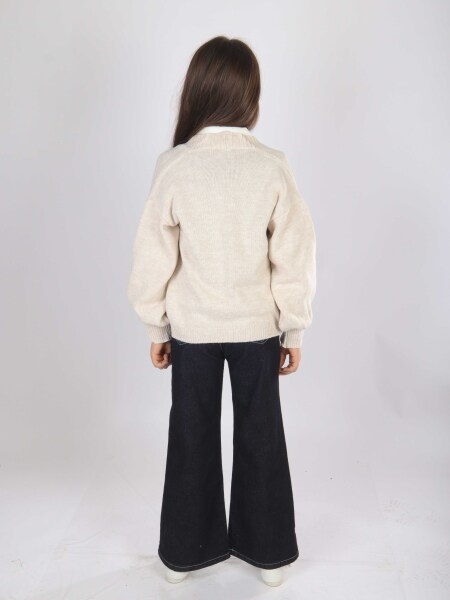 Kız Çocuk 4'lu Alt Üst Takım 7-10 Yaş 3916 Bej - 3