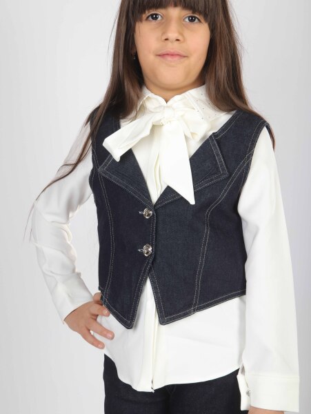 Kız Çocuk 4'lu Alt Üst Takım 7-10 Yaş 3916 Bej - 6