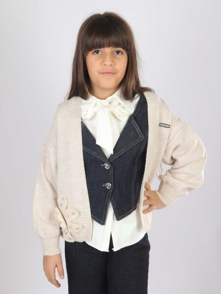 Kız Çocuk 4'lu Alt Üst Takım 7-10 Yaş 3916 Bej - 10