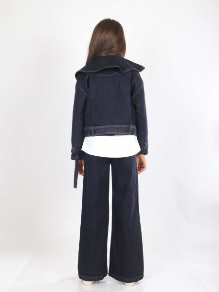 Kız Çocuk 3'lu Alt Üst Takım 7-14 Yaş 3908-4908 Koyu Mavi - 7