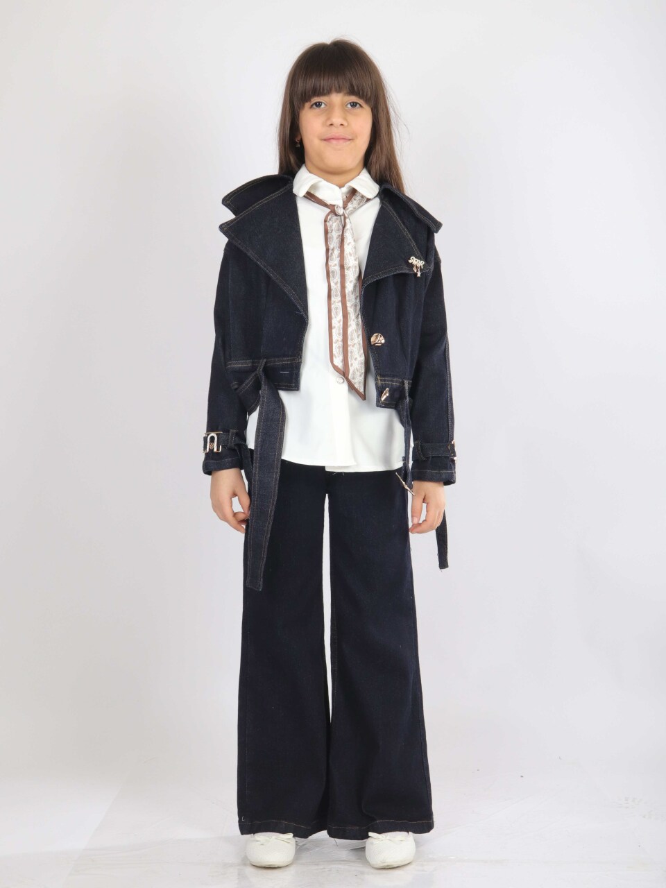 Kız Çocuk 3'lu Alt Üst Takım 7-14 Yaş 3908-4908 Koyu Mavi - 8