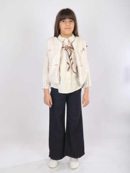 Kız Çocuk 3'lu Alt Üst Takım 11-14 Yaş 4904 Ekru - 8