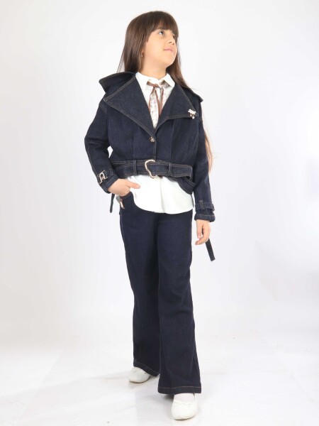 Kız Çocuk 3'lu Alt Üst Takım 11-14 Yaş 4908 Koyu Mavi - 7