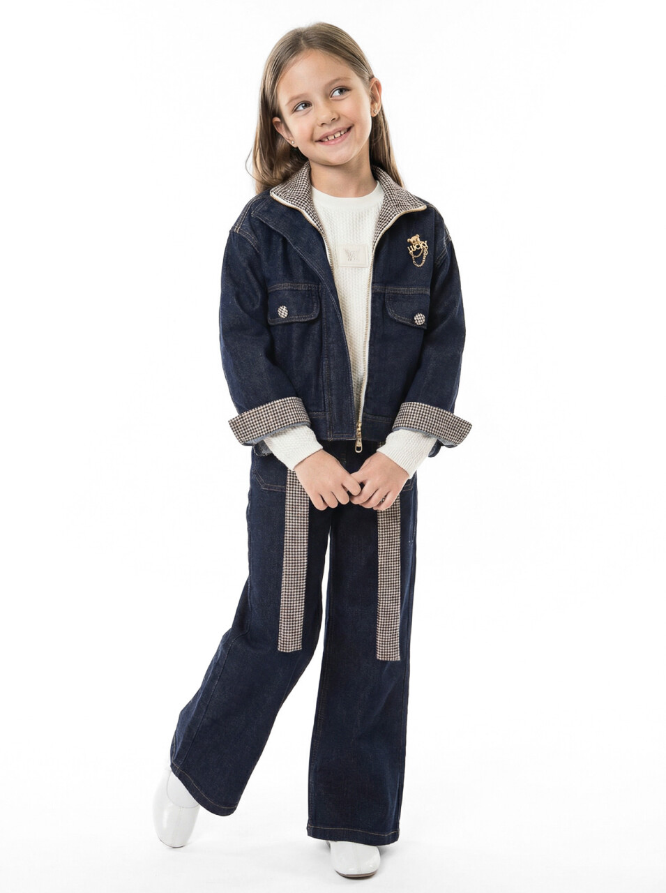 Kız Çocuk 3'lu Alt Üst Takım 6-13 Yaş 3928-4928 Koyu Mavi - 1