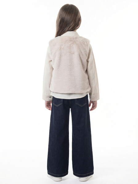 Kız Çocuk Folarlı 3'lu Alt Üst Takım 7-14 Yaş 3953-4953 Ekru - 2