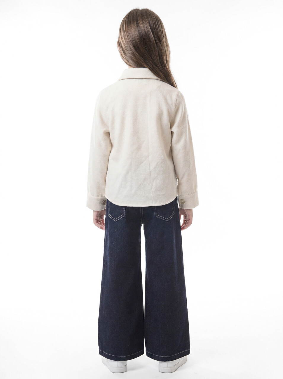 Kız Çocuk Folarlı 3'lu Alt Üst Takım 7-14 Yaş 3953-4953 Ekru - 4