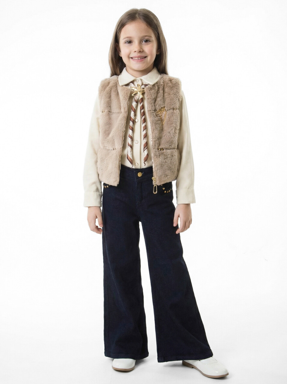 Kız Çocuk 3'lu Alt Üst Takım 7-14 Yaş 3904-4904 Bej - 1