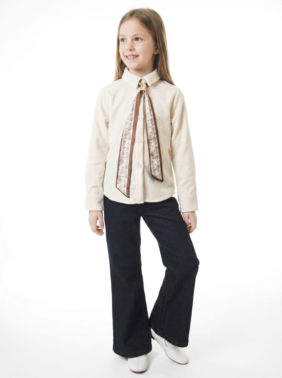 Kız Çocuk Folarlı 3'lu Alt Üst Takım 7-14 Yaş 3953-4953 Bej - 4