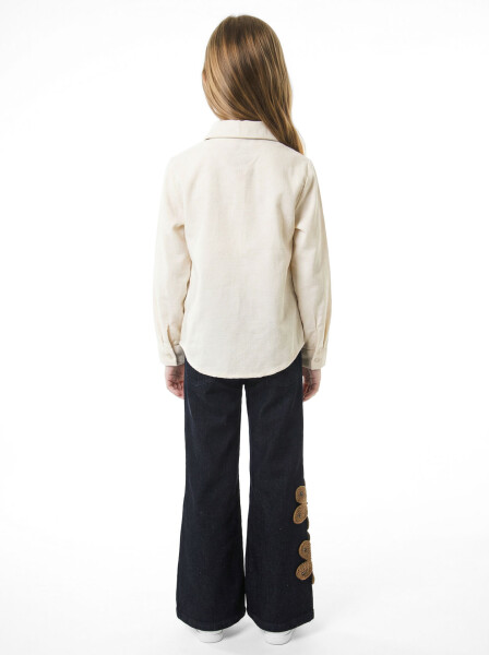 Kız Çocuk Folarlı 3'lu Alt Üst Takım 7-14 Yaş 3953-4953 Bej - 5