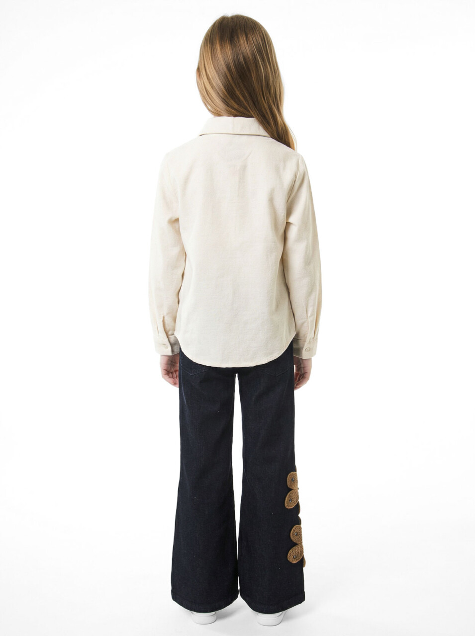 Kız Çocuk Folarlı 3'lu Alt Üst Takım 7-14 Yaş 3953-4953 Bej - 5