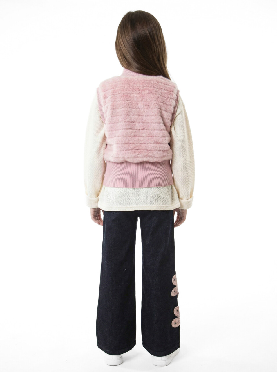 Kız Çocuk Folarlı 3'lu Alt Üst Takım 7-14 Yaş 3907-4907 Pembe - 2