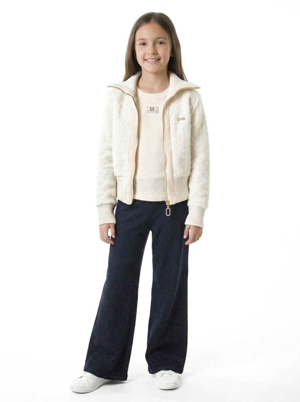 Kız Çocuk 3'lu Alt Üst Takım 7-11 Yaş 3903-4903 Ekru - 1