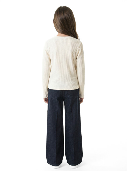 Kız Çocuk 3'lu Alt Üst Takım 7-11 Yaş 3903-4903 Ekru - 4