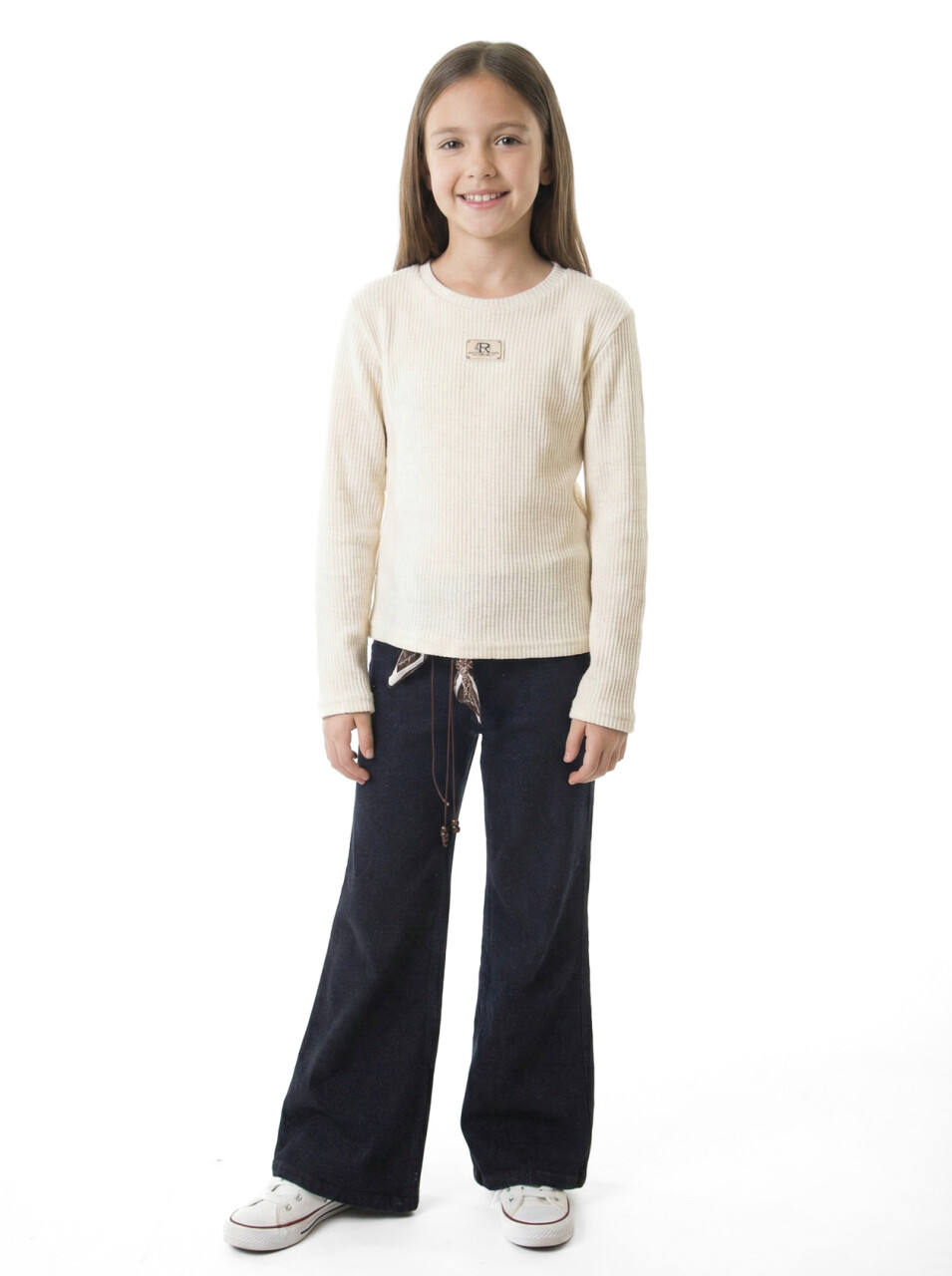 Kız Çocuk 3'lu Alt Üst Takım 7-11 Yaş 3903-4903 Ekru - 5