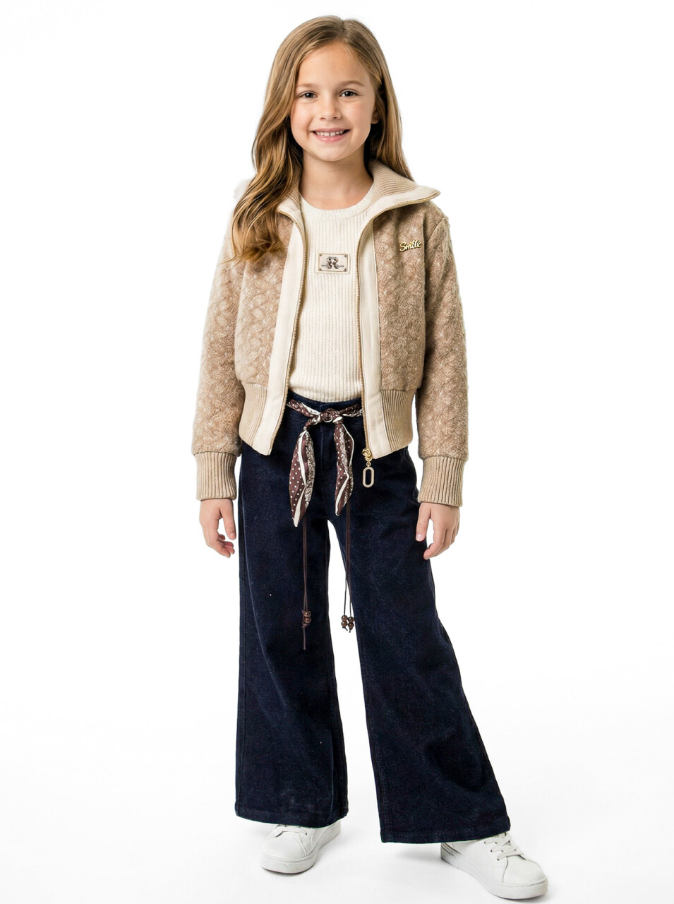 Kız Çocuk 3'lu Alt Üst Takım 7-11 Yaş 3903-4903 Bej - 1