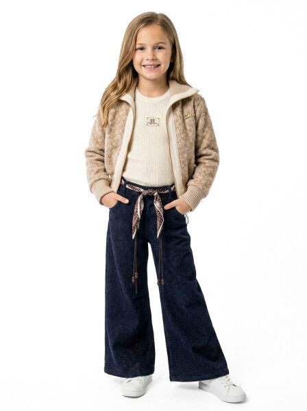 Kız Çocuk 3'lu Alt Üst Takım 7-11 Yaş 3903-4903 Bej - 5