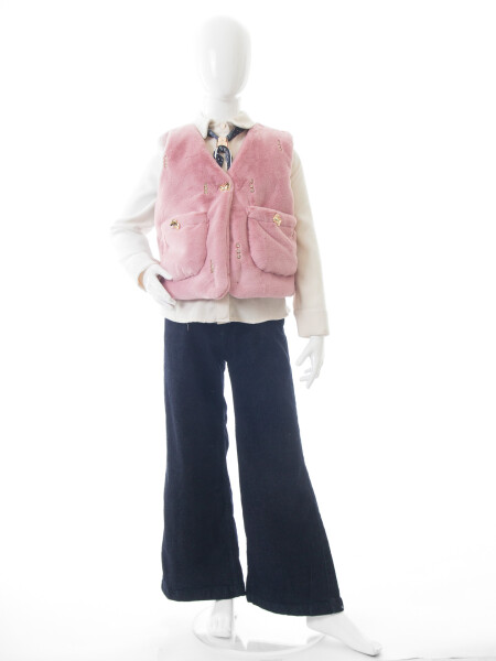 Kız Çocuk Folarlı 3'lu Alt Üst Takım 7-14 Yaş 3953-4953 Pembe - 5