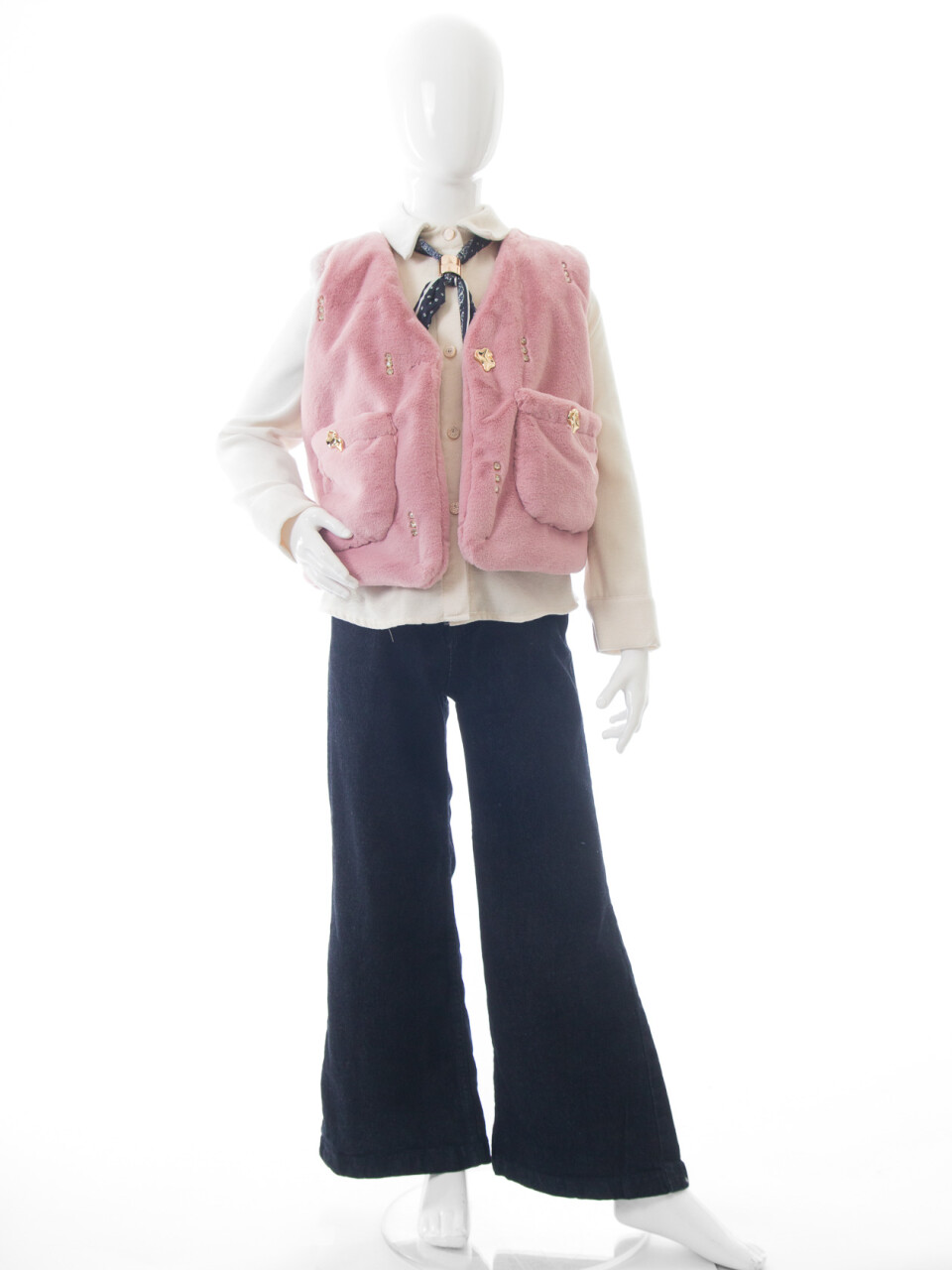 Kız Çocuk Folarlı 3'lu Alt Üst Takım 7-14 Yaş 3953-4953 Pembe - 7