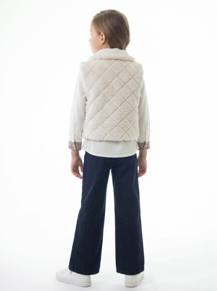 Kız Çocuk 3'lu Alt Üst Takım 7-14 Yaş 3958-4958 Ekru - 3