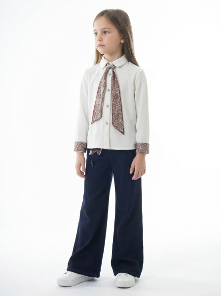 Kız Çocuk 3'lu Alt Üst Takım 7-14 Yaş 3958-4958 Ekru - 4