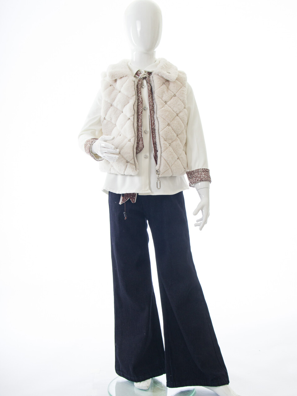 Kız Çocuk 3'lu Alt Üst Takım 7-14 Yaş 3958-4958 Ekru - 7