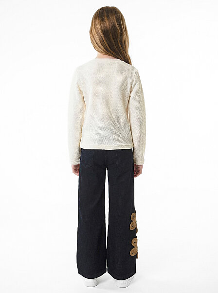 Kız Çocuk Folarlı 3'lu Alt Üst Takım 7-14 Yaş 3907-4907 Bej - 4