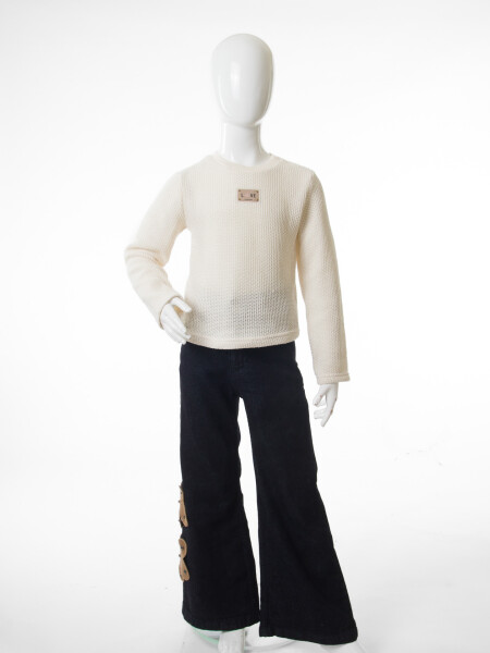 Kız Çocuk Folarlı 3'lu Alt Üst Takım 7-14 Yaş 3907-4907 Bej - 11