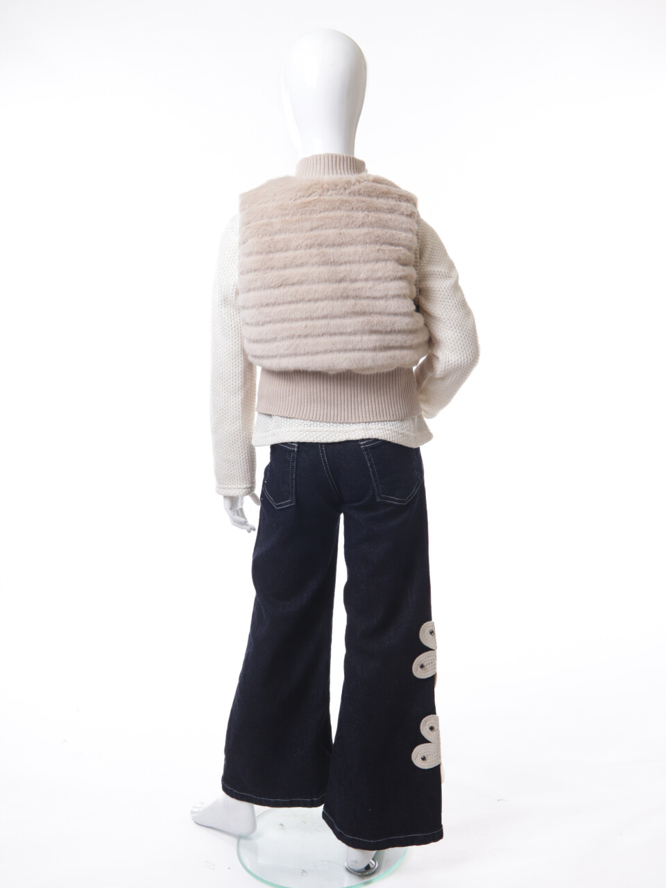 Kız Çocuk Folarlı 3'lu Alt Üst Takım 7-14 Yaş 3907-4907 Ekru - 7