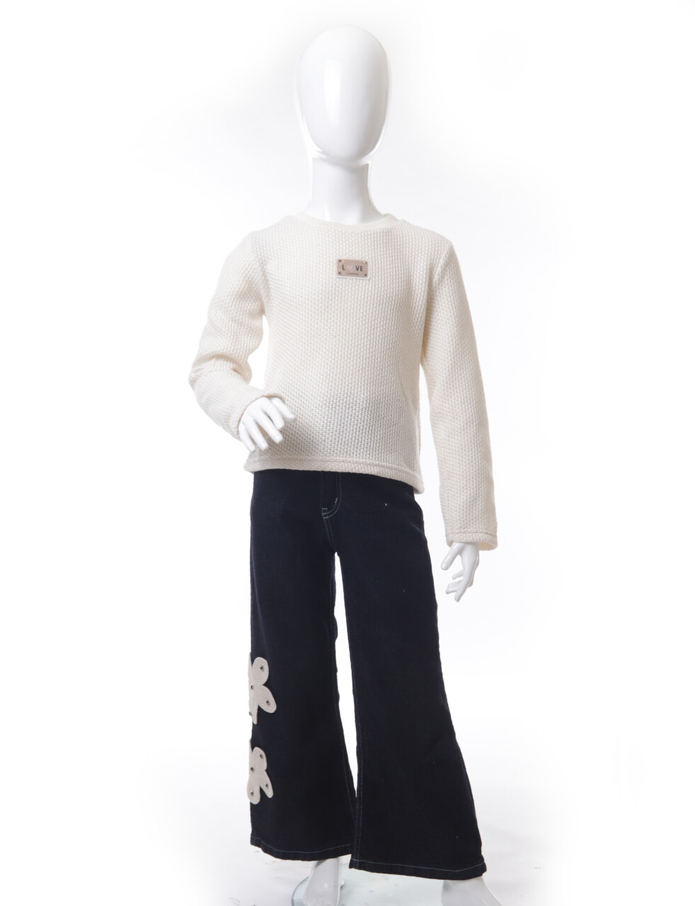 Kız Çocuk Folarlı 3'lu Alt Üst Takım 7-14 Yaş 3907-4907 Ekru - 8